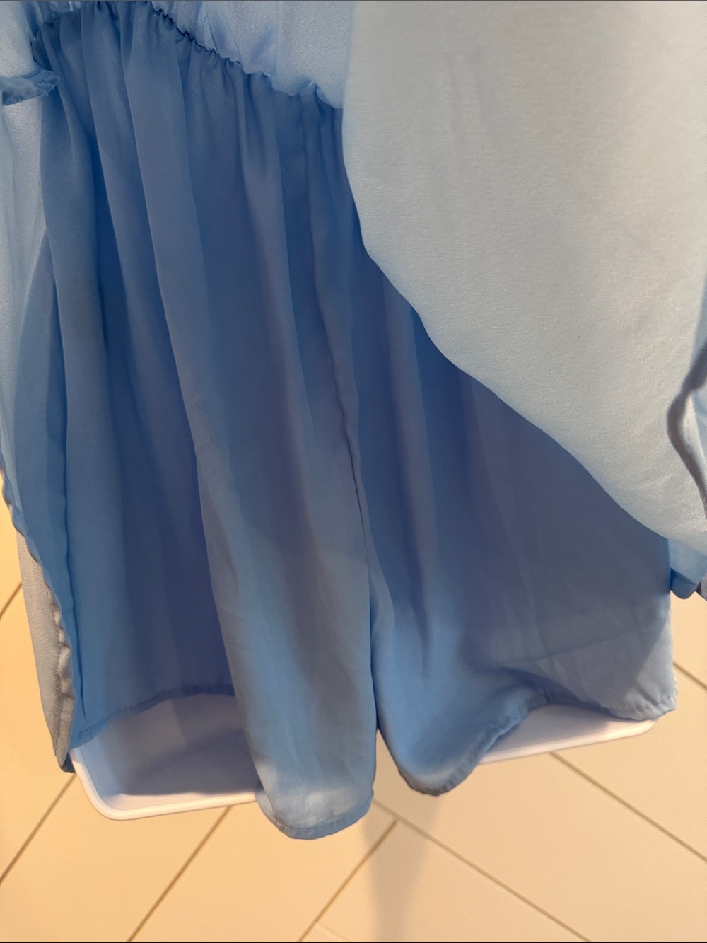 Light Blue Puff-Sleeve Mini Romper Dress - Picture 10 of 11